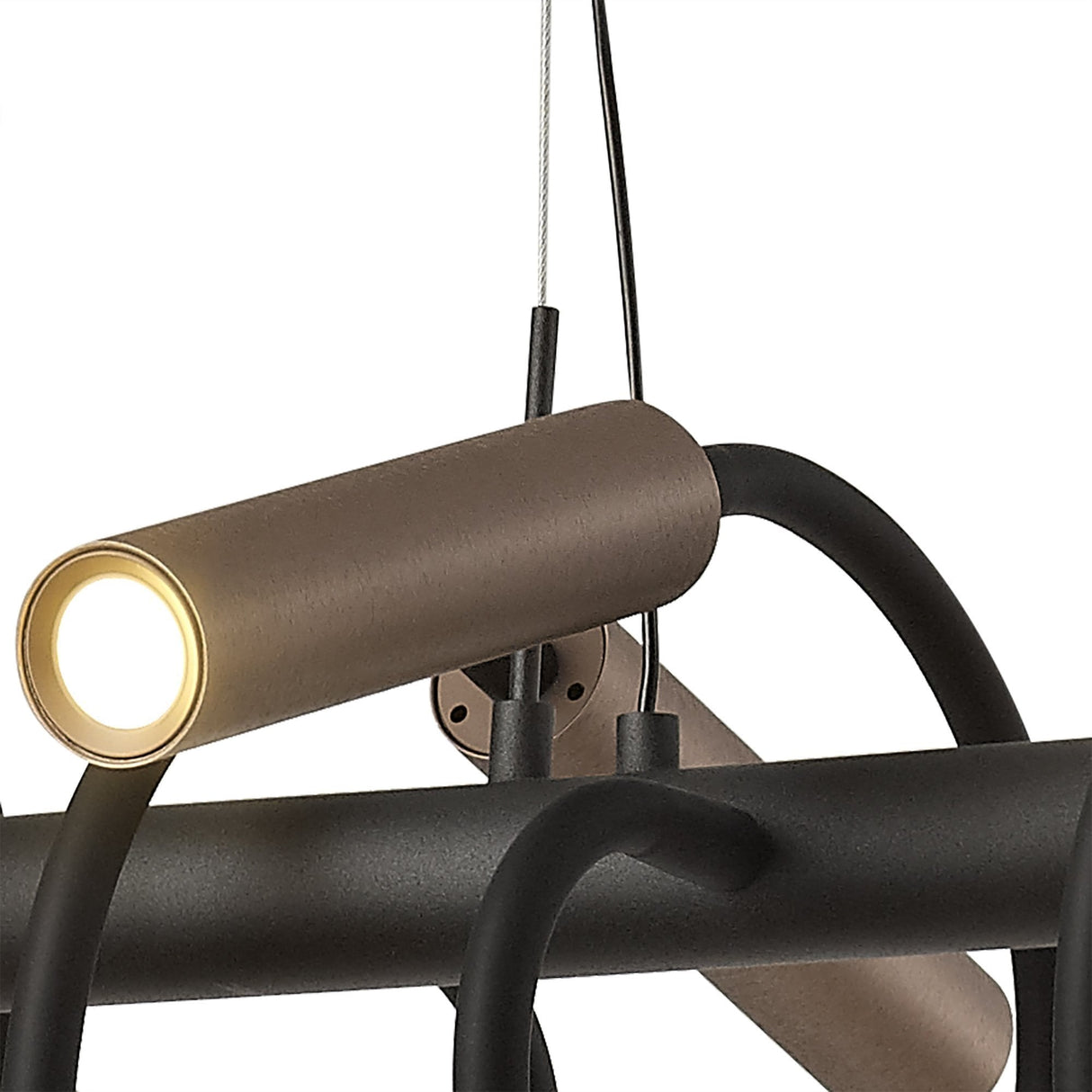 Modern Linear Pendant Light, Adjustable 8-Arm LED, Black & Satin Copper Finish, Dimmable Warm White, 3-Year Warranty