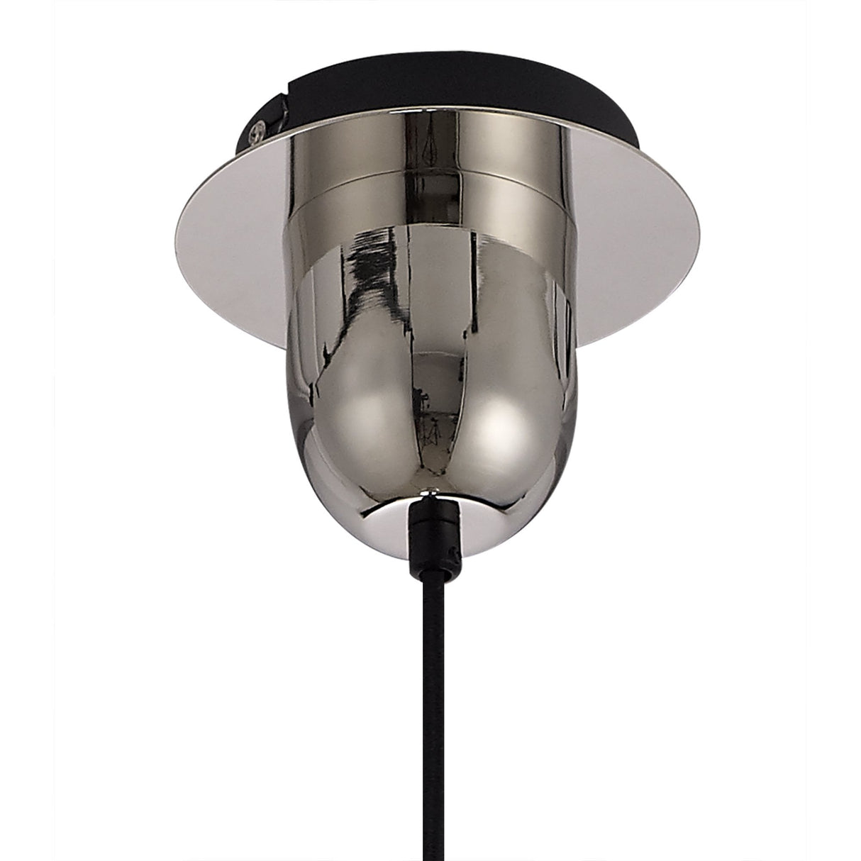 Single Light Pendant with 30cm Globe Glass, Polished Nickel and Matte Black Finish, Smoked/Clear Design