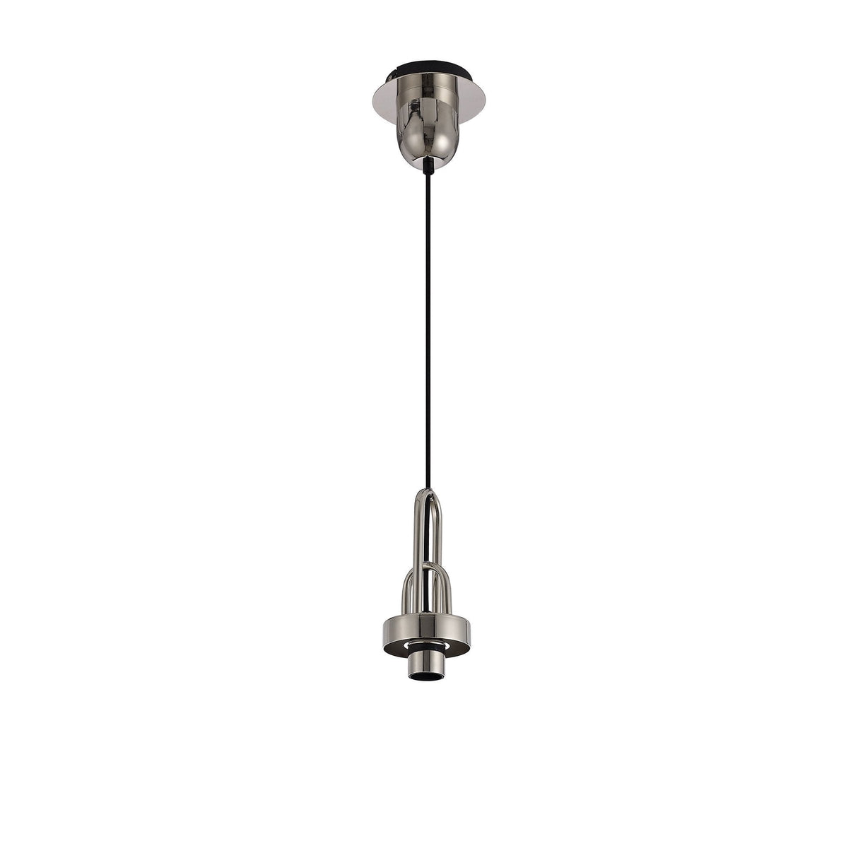 Single Light Pendant with 30cm Globe Glass, Polished Nickel and Matte Black Finish, Smoked/Clear Design