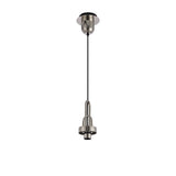 Single Light Pendant with 30cm Globe Glass, Polished Nickel and Matte Black Finish, Smoked/Clear Design