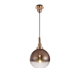 Modern 1-Light Pendant with 30cm Glass Globe in Copper and Matte Black Finish