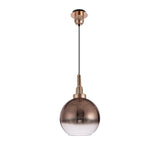 Modern 1-Light Pendant with 30cm Glass Globe in Copper and Matte Black Finish