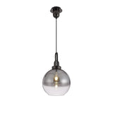 Modern Elegance: 1-Light E27 Pendant with 30cm Globe in Black Chrome/Smoked Glass
