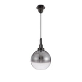 Modern Elegance: 1-Light E27 Pendant with 30cm Globe in Black Chrome/Smoked Glass