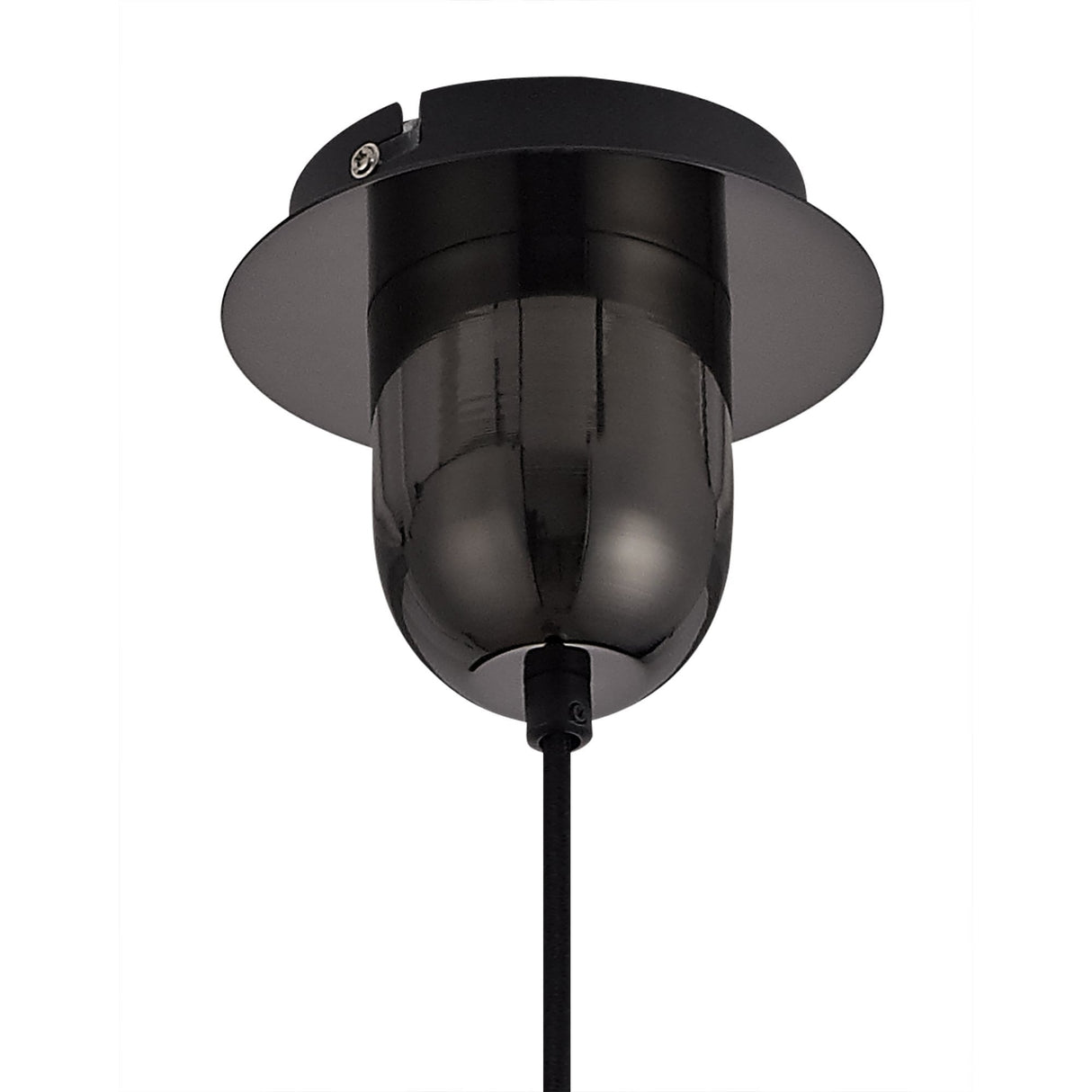 Modern Elegance: 1-Light E27 Pendant with 30cm Globe in Black Chrome/Smoked Glass