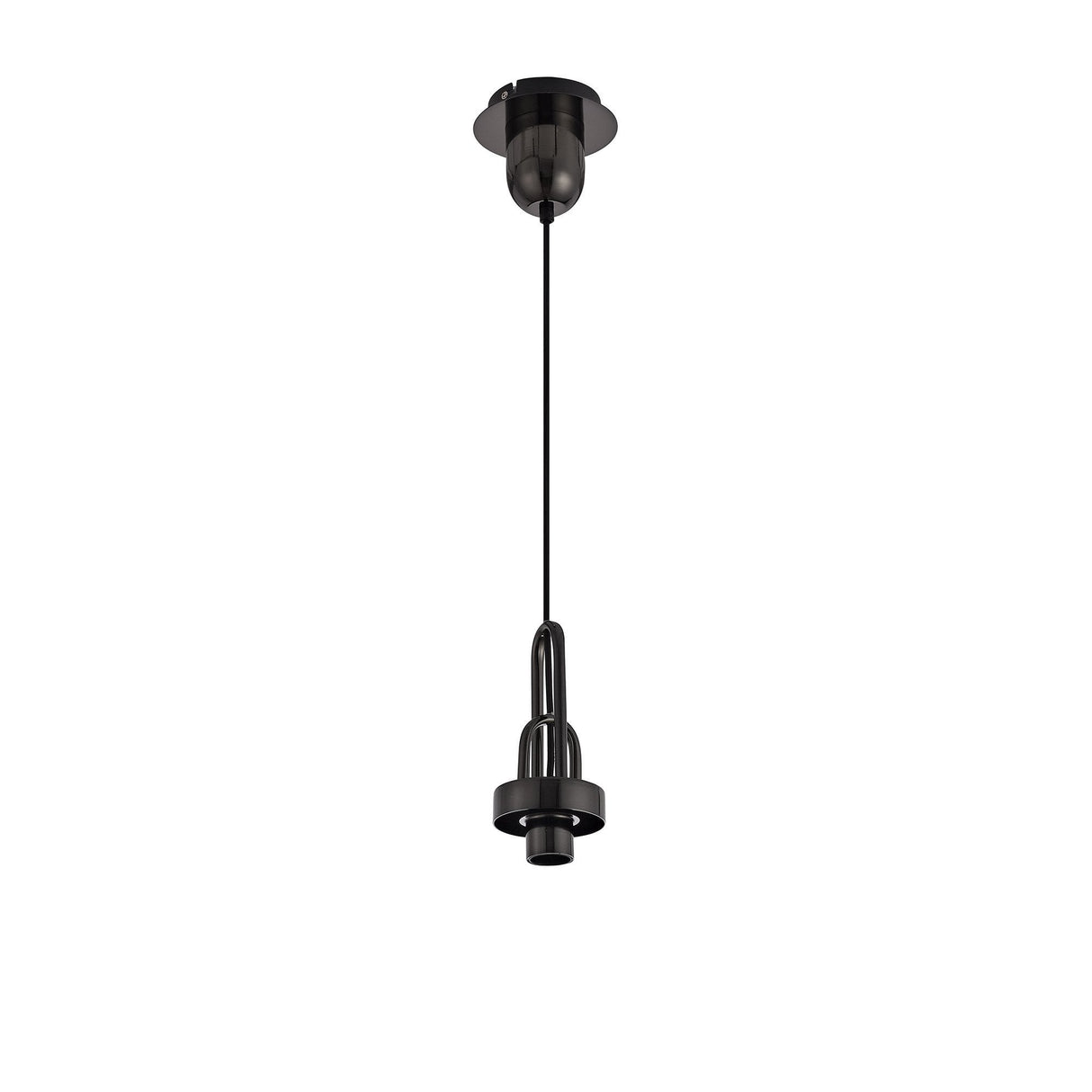 Modern Elegance: 1-Light E27 Pendant with 30cm Globe in Black Chrome/Smoked Glass