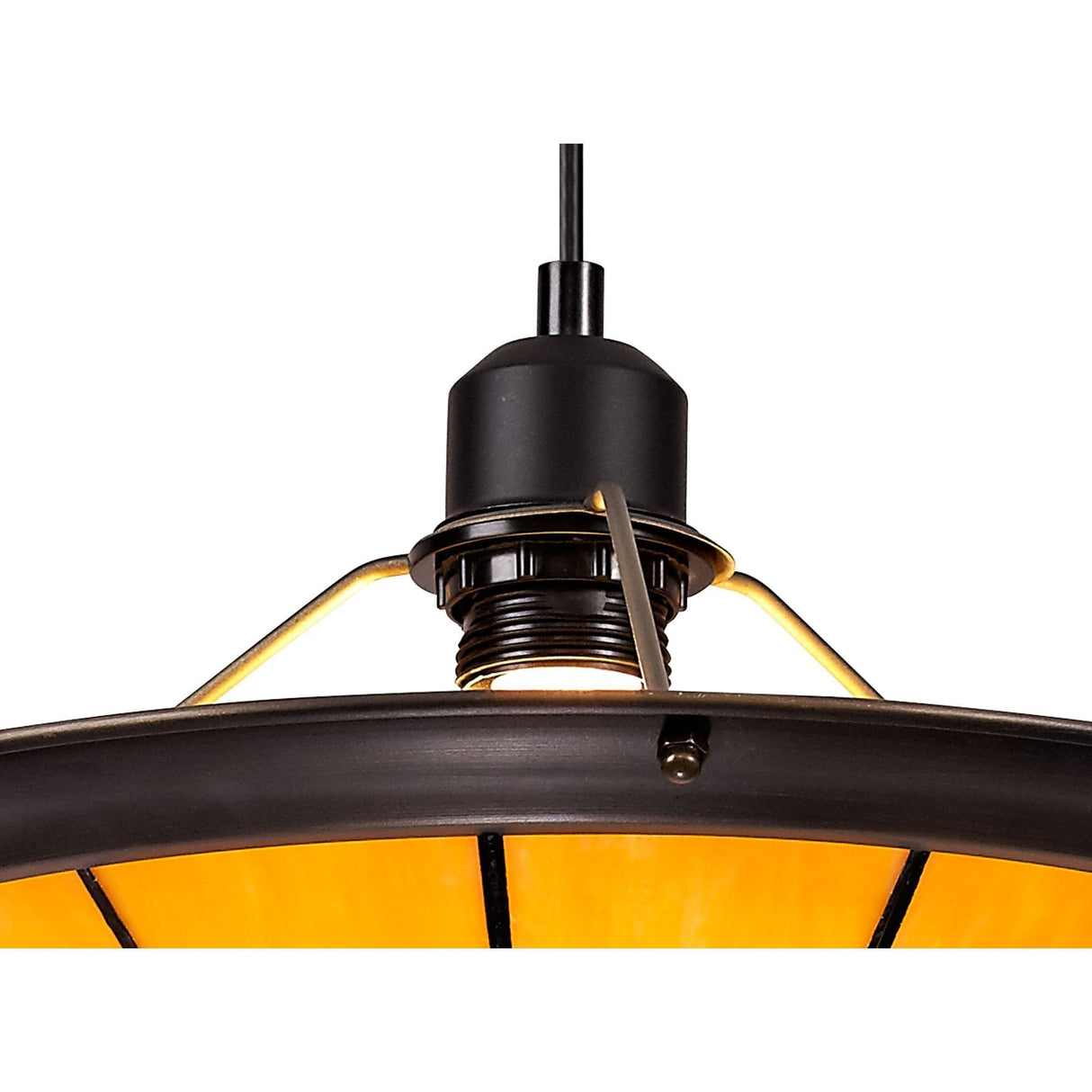 Elegant Tiffany Style Pendant Light with Aged Brass and Crystal Accent