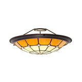 Elegant Tiffany Style Pendant Light with Aged Brass and Crystal Accent