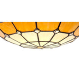 Elegant Tiffany Style Pendant Light with Aged Brass and Crystal Accent