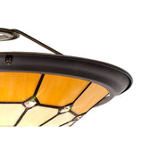 Elegant Tiffany Style Pendant Light with Aged Brass and Crystal Accent