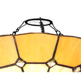 Elegant Tiffany Style Pendant Light with Aged Brass and Crystal Accent