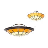 Elegant Tiffany Style Pendant Light with Aged Brass and Crystal Accent