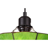 Elegant 1-Light Pendant with 35cm Tiffany Shade in Cream, Green & Antique Brass Finish