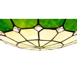 Elegant 1-Light Pendant with 35cm Tiffany Shade in Cream, Green & Antique Brass Finish