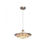 Elegant 1-Light Pendant with 35cm Tiffany Shade in Cream, Grey & Crystal Accents