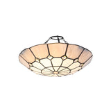 Elegant 1-Light Pendant with 35cm Tiffany Shade in Cream, Grey & Crystal Accents