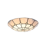 Elegant 1-Light Pendant with 35cm Tiffany Shade in Cream, Grey & Crystal Accents