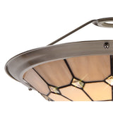 Elegant 1-Light Pendant with 35cm Tiffany Shade in Cream, Grey & Crystal Accents