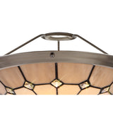 Elegant 1-Light Pendant with 35cm Tiffany Shade in Cream, Grey & Crystal Accents