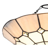 Elegant 1-Light Pendant with 35cm Tiffany Shade in Cream, Grey & Crystal Accents