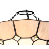Elegant 1-Light Pendant with 35cm Tiffany Shade in Cream, Grey & Crystal Accents