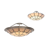 Elegant 1-Light Pendant with 35cm Tiffany Shade in Cream, Grey & Crystal Accents