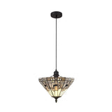Elegant Tiffany Uplighter Pendant with 30cm Crystal Shade - Grey, White, Black