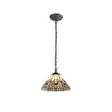 Elegant Tiffany Style Pendant Light with Antique Brass and Crystal Accents