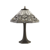Antique Brass Tiffany Table Lamp with Dual Light Octagonal Shade and Clear K9 Crystal Accents