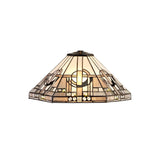 Elegant Antique Brass Pendant with Tiffany Shade and Crystal Accents