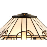 Elegant Octagonal Floor Lamp with 40cm Tiffany Shade in White/Grey with Antique Brass Finish