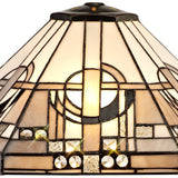 Elegant Octagonal Floor Lamp with 40cm Tiffany Shade in White/Grey with Antique Brass Finish
