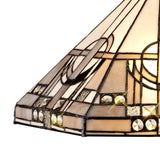Elegant Octagonal Floor Lamp with 40cm Tiffany Shade in White/Grey with Antique Brass Finish