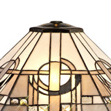 Elegant Octagonal Floor Lamp with 40cm Tiffany Shade in White/Grey with Antique Brass Finish