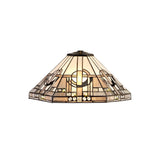 Elegant Octagonal Floor Lamp with 40cm Tiffany Shade in White/Grey with Antique Brass Finish