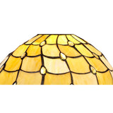 Elegant Octagonal Table Lamp with 30cm Tiffany Shade and Antique Brass Finish