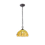 Elegant Dual-Light Tiffany Pendant with Antique Brass Finish and Crystal Accents