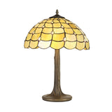 Elegant 2-Light Tiffany Style Table Lamp with Antique Brass Finish and Crystal Accents