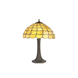 Vintage Elegance Octagonal Table Lamp with Tiffany Shade and Crystal Accents
