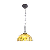 Elegant Aged Antique Brass Pendant with Tiffany Crystal Shade - 40cm