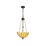 Elegant 3-Light Tiffany Pendant with Crystal and Aged Brass Finish