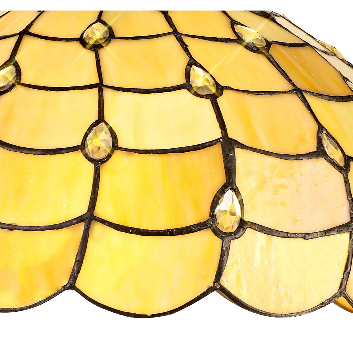 Elegant Octagonal Floor Lamp with 40cm Tiffany Shade and Antique Brass Finish