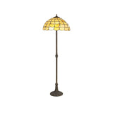 Elegant Leaf Motif Floor Lamp with 40cm Tiffany Style Shade in Antique Brass