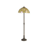 Elegant Leaf Motif Floor Lamp with 40cm Tiffany Style Shade in Antique Brass