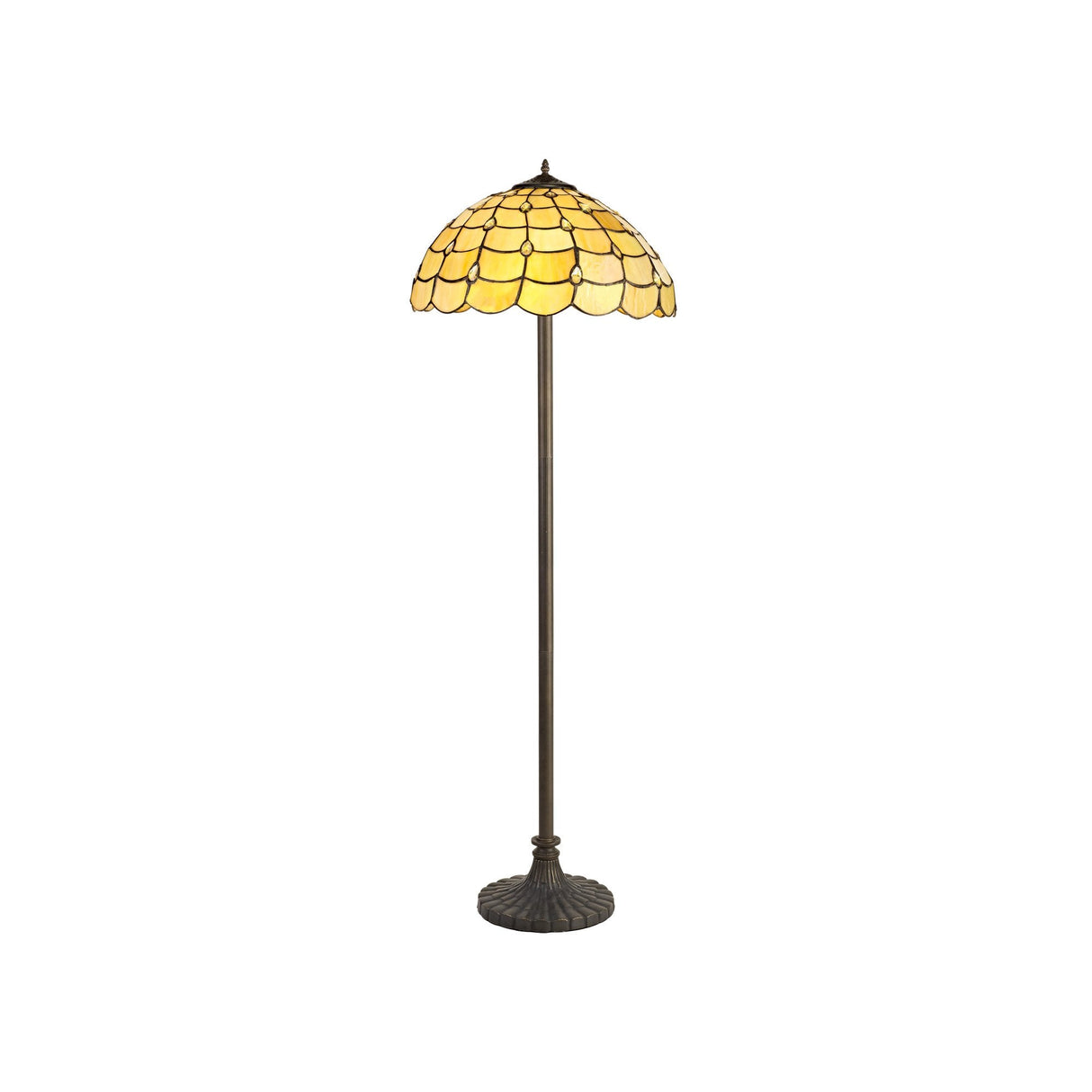 Vintage Elegance: Tiffany Style Double Light Floor Lamp with Crystalline Accents