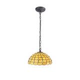 Elegant Antique Brass Pendant with Tiffany Crystal Shade - 50cm Diameter