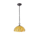 Elegant Dual Light Pendant with 50cm Tiffany Style Shade in Aged Antique Brass