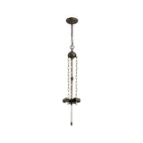 Elegant Triple Light Tiffany Pendant with Aged Antique Brass Finish and Clear Crystal Accents