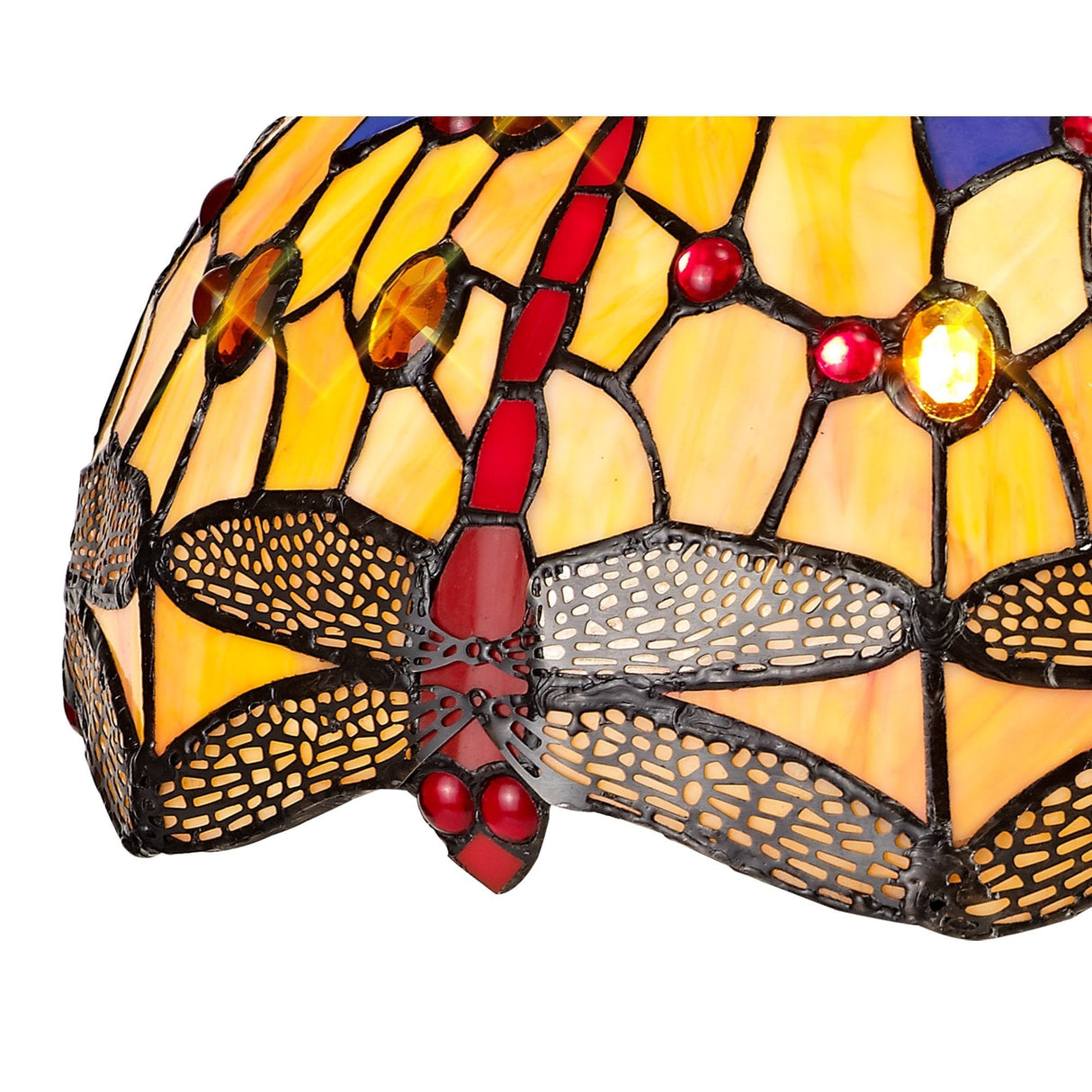 Elegant Tiffany-Style Pendant Light with Blue and Orange Crystal Shade