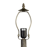 Elegant Tree-Inspired Table Lamp with Blue and Orange Tiffany Shade
